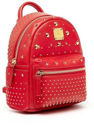 MCM 'X Mini Stark - Bebe Boo' Studded Leather Backpack - Red