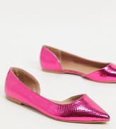 Thumbnail for your product : ASOS DESIGN Wide Fit Virtue d'orsay pointed ballet flats in pink metallic