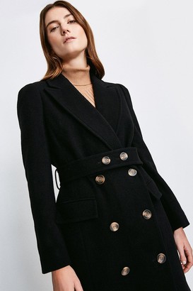 Karen Millen Wool Rich Button Belted Double Breasted Coat