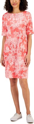 Karen Scott Women's Floral-Print Elbow-Sleeve Dress, Created for Macy's