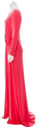 Elie Saab Ruched Long Sleeve Gown w/ Tags Pink Ruched Long Sleeve Gown w/ Tags