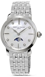 Frederique Constant Slimline Moonphase Stainless Steel Watch, 30mm