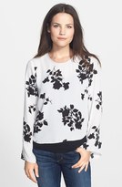 Thumbnail for your product : Vince Camuto 'Shadow Bouquet' Bell Sleeve Crop Blouse (Regular & Petite)