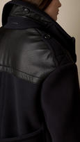 Thumbnail for your product : Burberry Oversize Pea Coat with Leather Detail