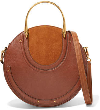 Chloé Pixie Large Suede And Textured-leather Shoulder Bag - Dark brown