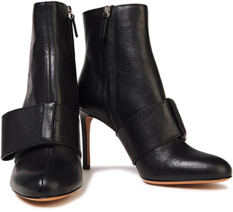 Valentino Garavani Bow-embellished Textured-leather Ankle Boots
