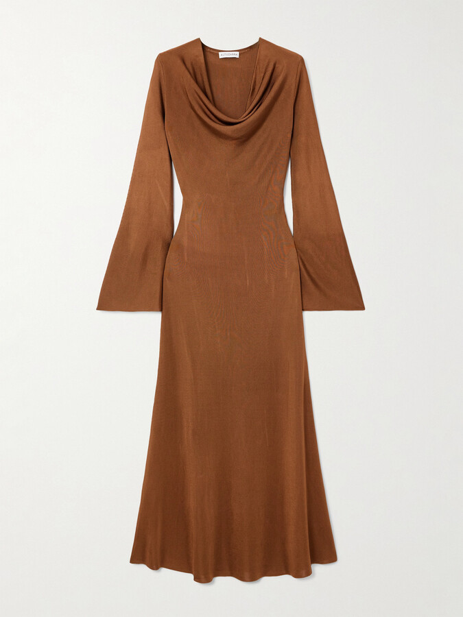 Altuzarra Milda Draped Knitted Midi Dress - Brown