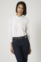 Thumbnail for your product : Topshop Pintuck lace trim blouse
