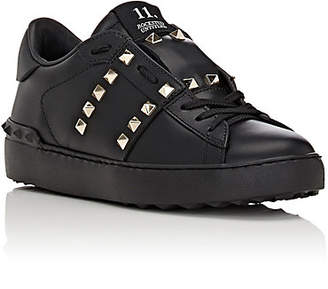 Valentino Garavani Women's Open Rockstud Leather Sneakers - Black