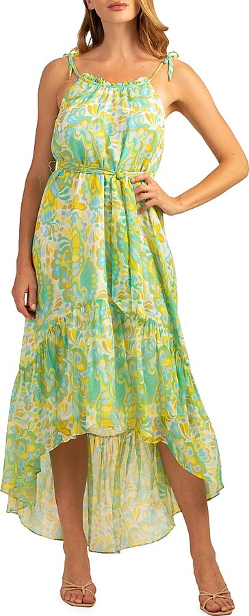 Women's Honest Belted Asymmetric Midi-Dress - Clearwater Multi - Size XS