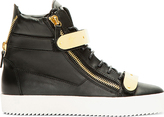 Thumbnail for your product : Giuseppe Zanotti Black Leather Metal Accent High-Top Sneakers