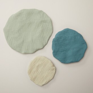 Oui Set Of 3 Cotton Muslin Bowl Covers, Cool Tones