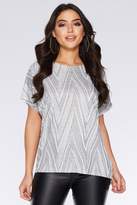 Thumbnail for your product : Quiz Grey Zig Zag Batwing Top