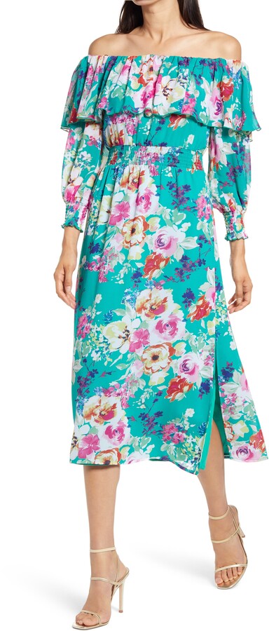 charles henry floral wrap dress