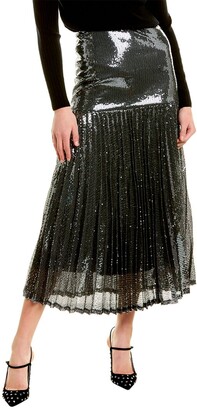 silver sequin pleated skirt