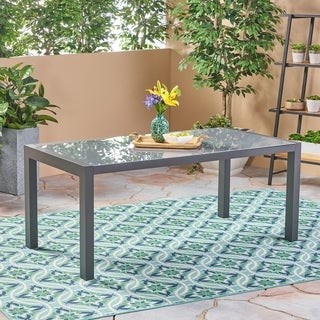 Christopher Knight Home Rowan Outdoor Tempered Glass Dining Table with Aluminum Frame by 
