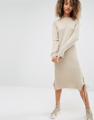 Daisy Street Sweater Dress With Tie Up Skirt Details