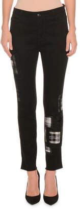 Ermanno Scervino Skinny-Leg Plaid-Patch Jeans