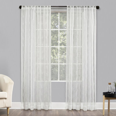 Wayfair Basics™ Embroidered Trellis Sheer Rod Pocket Curtain Panel