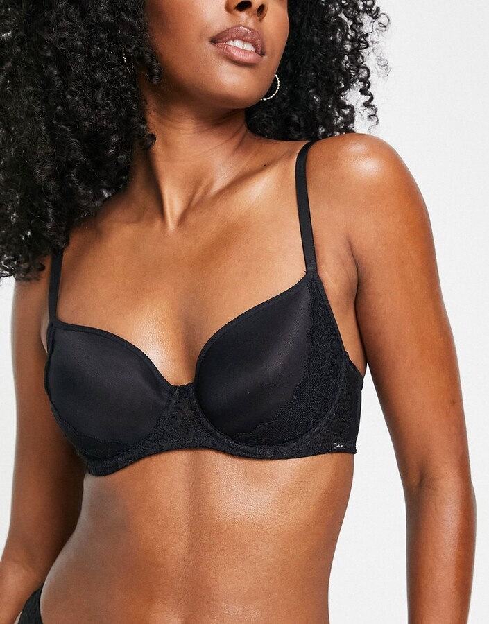 Lindex Ella M Scarlette lightweight spacer bra with lace trim in black -  ShopStyle
