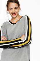 Thumbnail for your product : WallisWallis Grey Stripe Sleeve Detail Jumper