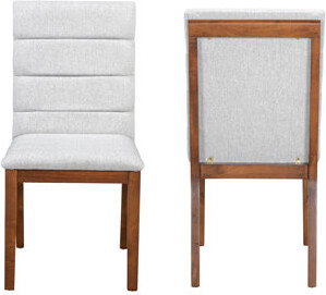 CaneCreations Modern Dining Chairs Of 2 In Oak Gray With Upholstery Ergonomic Lumbar Support And Versatile Styling Finish Tapered Legs High - Density Foam Cozy