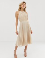 Thumbnail for your product : ASOS DESIGN Petite pleated bodice halter midi dress