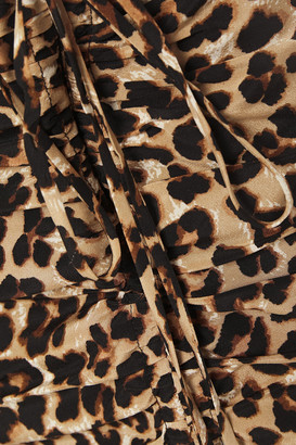Veronica Beard Ruched Leopard-print Silk-blend Dress