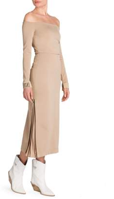 Fendi Jersey Off-the-Shoulder Midi Dress