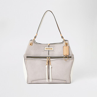 river island grey tab side slouch bag