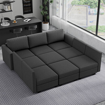 Latitude Run Modular 5-Seater Sectional Sofa With 2 Ottoman, Convertible U Shaped Sofa Couch With With Storage, Comfy Modular Sofa Couch For Bedroom, Living Room,