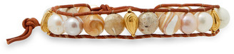 Chan Luu 18-karat Gold-plated Sterling Silver, Leather And Multi-stone Wrap Bracelet