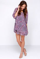 Thumbnail for your product : Lucy-Love Lucy Love Gabriella Purple Print Dress