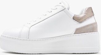 Daniel Sibley White Leather Gold Flash Flatform Trainers