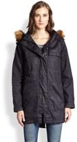 Thumbnail for your product : Current/Elliott The Bridgeport Fox Fur-Trimmed Coated Stretch Cotton Coat