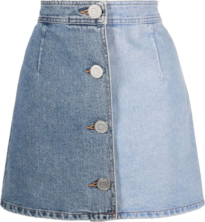 ☆Denim Reformed Mini Skirt/KIMHEKIM☆ Kimhēkim Blue Reformed Denim Miniskirt | ModeSens