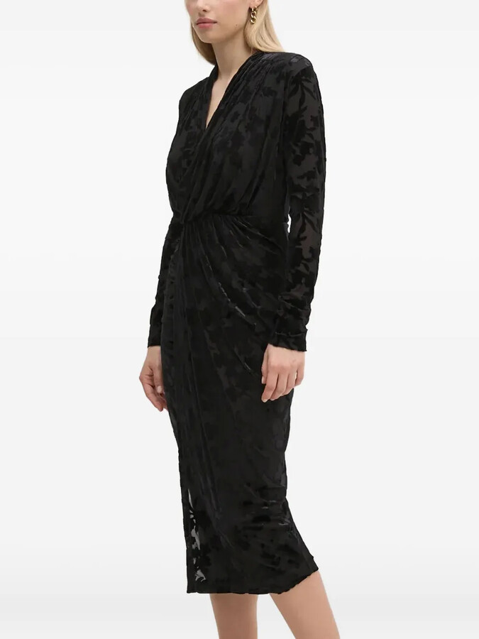 Floral Long-Sleeve Midi Dress