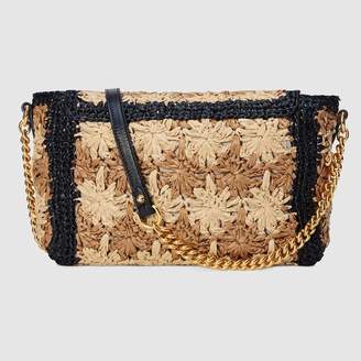 Gucci GG Marmont raffia small shoulder bag