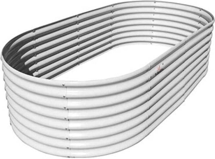 8 x 4 x 2 ft. White Oval Metal Raised Garden Bed, Sleek and Reliable