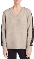 Thumbnail for your product : Catherine Malandrino Lace-Trimmed V-Neck Sweater
