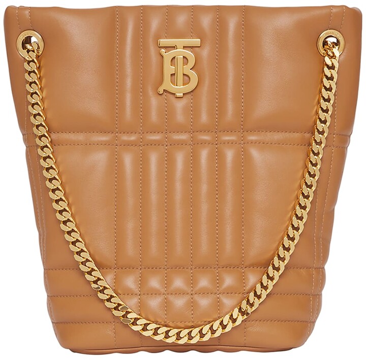 Burberry Lola TB Check Quilted Chain Bucket Bag - ShopStyle