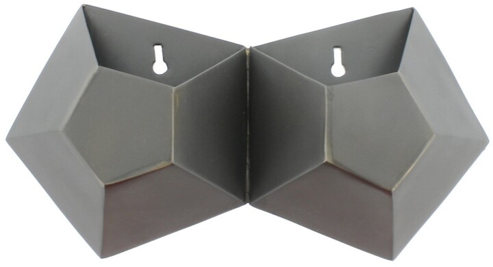 Gray Benjara Hexagonal Shaped Metal Wall Vase with Attached Frame 