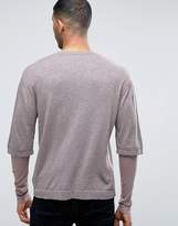 Thumbnail for your product : ASOS Cotton Jumper With Double Layer Sleeve