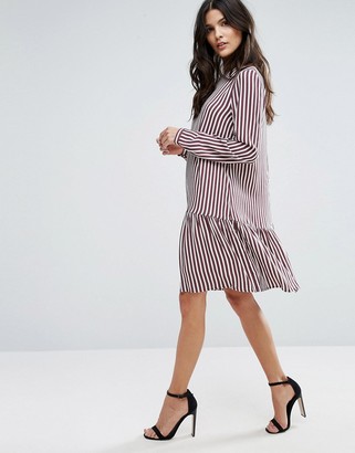 Selected Striped Dropped Waist Dress