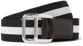 Thumbnail for your product : Moncler 3.5cm Leather-trimmed Striped Webbing Belt - Black