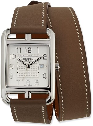 Hermes Large Cape Cod GM Watch with Taupe Leather Strap