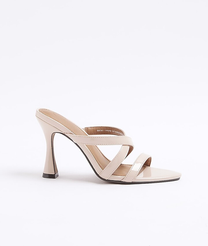 River Island White Strappy Mule Heels White Strappy Heeled Sandals