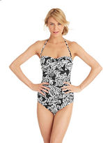 Thumbnail for your product : Lauren Ralph Lauren Printed Twist Front Bandeau Swimsuit-BLACK-6