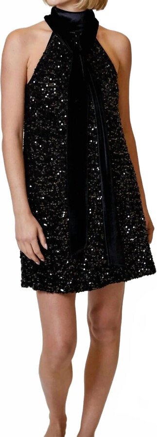 Design History Sequin Halter Dress In Black