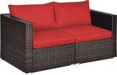 Thumbnail for your product : 2PCS Patio Furniture Rattan Loveseat Sofa with Removable Cushion